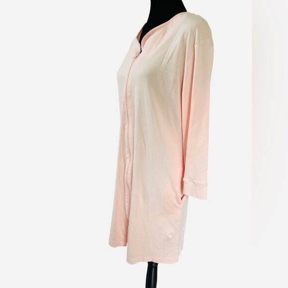 COTN Classic Zip Robe Size Small Pastel Pink with 3/4 Sleeve Pima Cotton NWOT - Picture 3 of 5